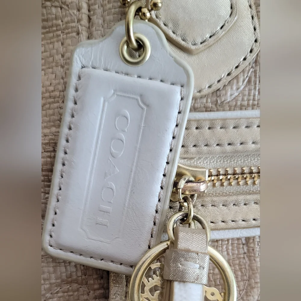 Coach Poppy Elegant Gold And Cream Designer Tote Bag - Picture 3 of 13